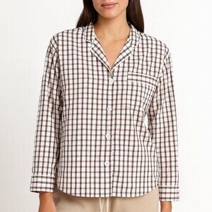 Sleepy Jones Pajama Top Women’s Size XS Checkered Button Up Long Sleeve Sleepwea